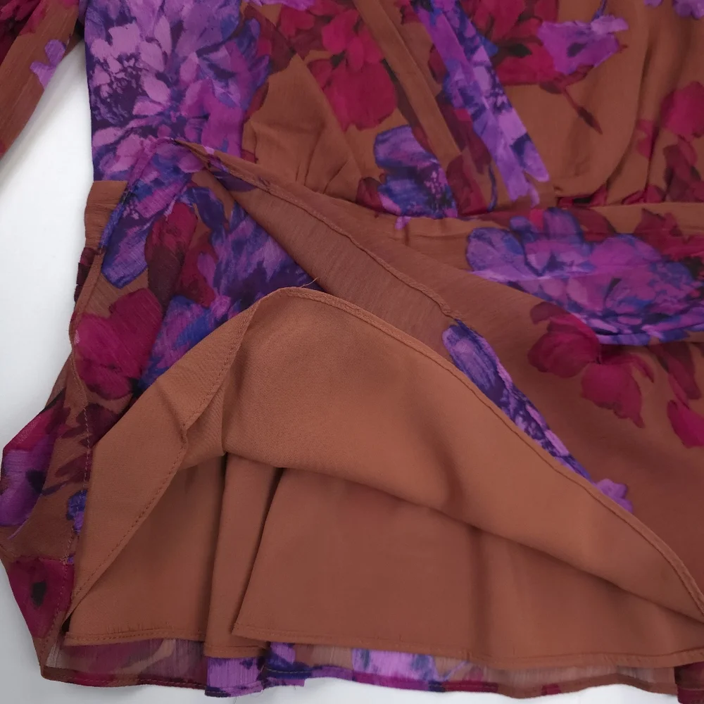 Sofia Veragara Floral Blouse in Brown Purple & Red Sz XS 0-2 - Picture 8 of 11